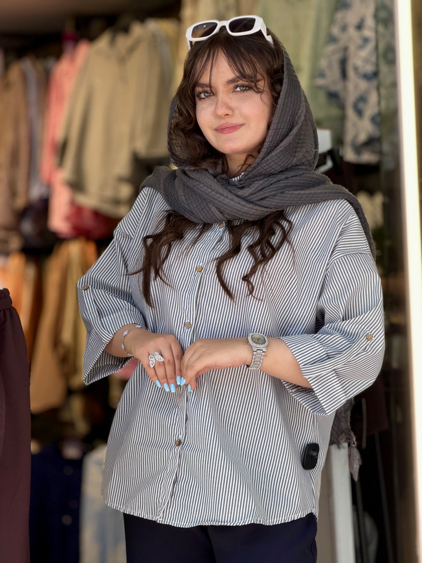 شومیز زنانه دیپلمات نگین دار | فری سایز | ترند و کاربردی