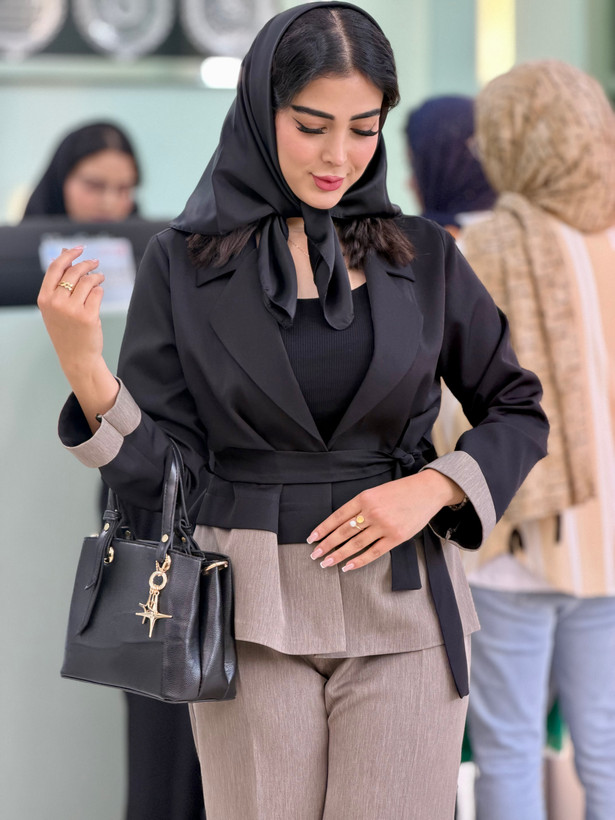 کت و شلوار زنانه کمربندی مدل آیلین