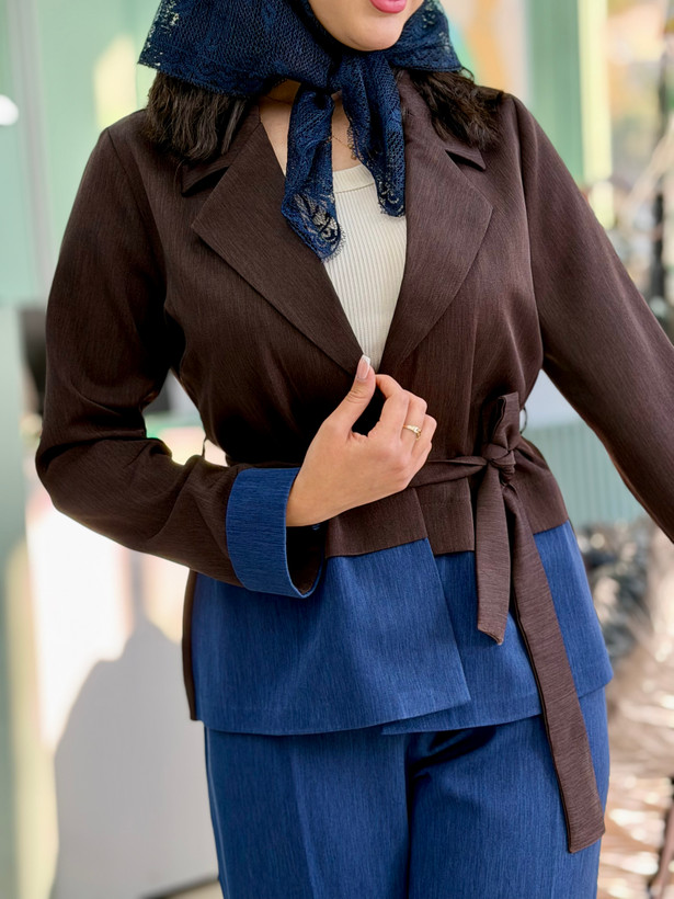 کت و شلوار زنانه کمربندی مدل آیلین