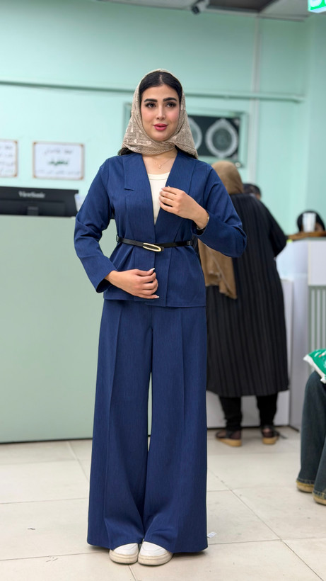 ست کت و شلوار زنانه کمربندی مدل آرسا