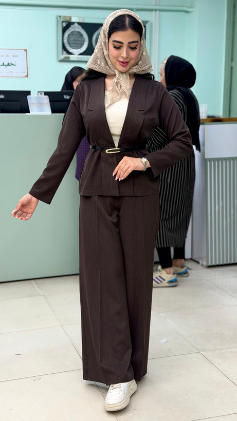 ست کت و شلوار زنانه کمربندی مدل آرسا